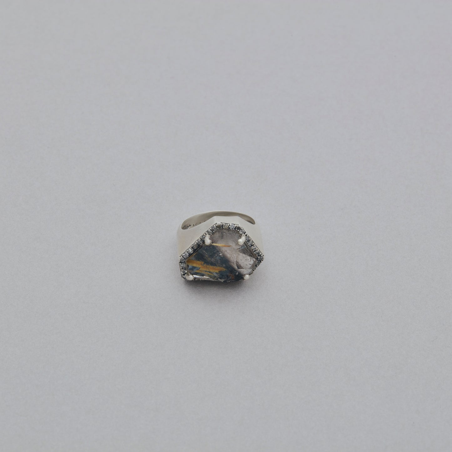 1071 Rutilated Quartz with Hematite| One of a Kind Canan Pinky Ring