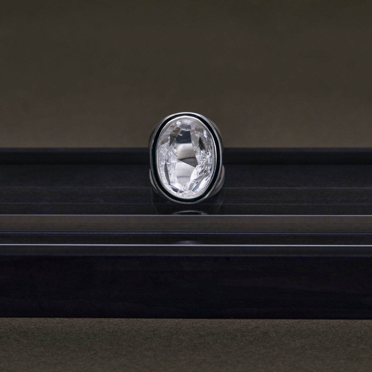 1475 Rock Crystal | One of a Kind Mibu Black Ring