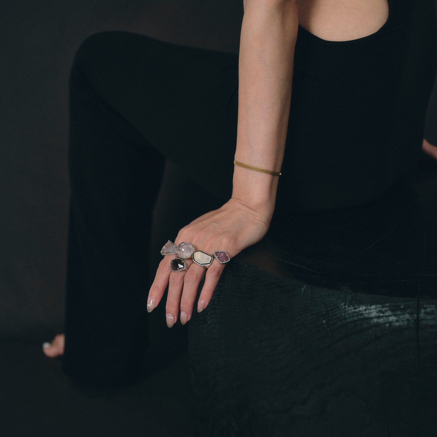 2038 Moon Stone | One of a Kind Mib Black Ring