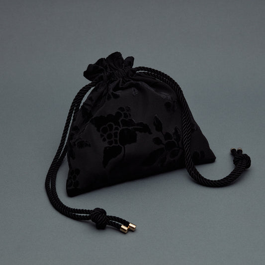 杣長 Velvet Purse | Black Flower