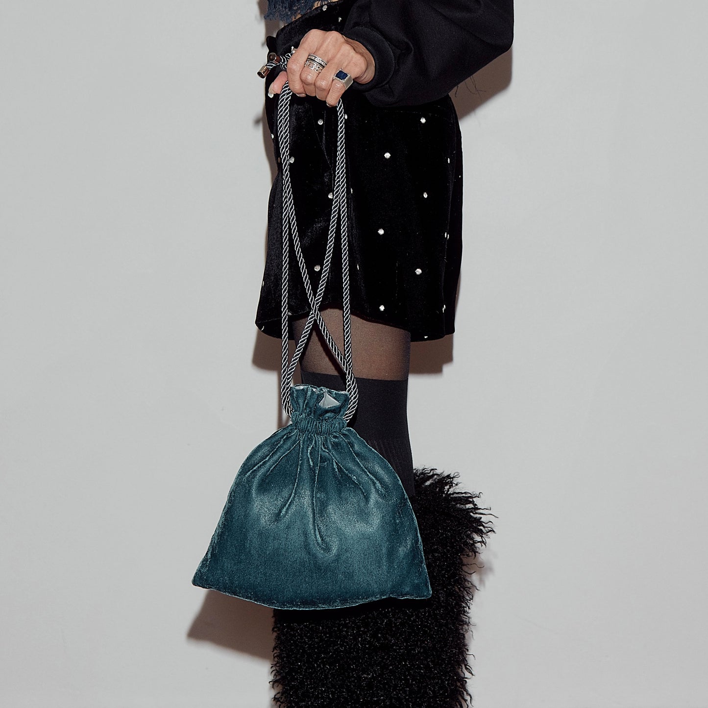 杣長 Velvet Purse | Dark Turquoise