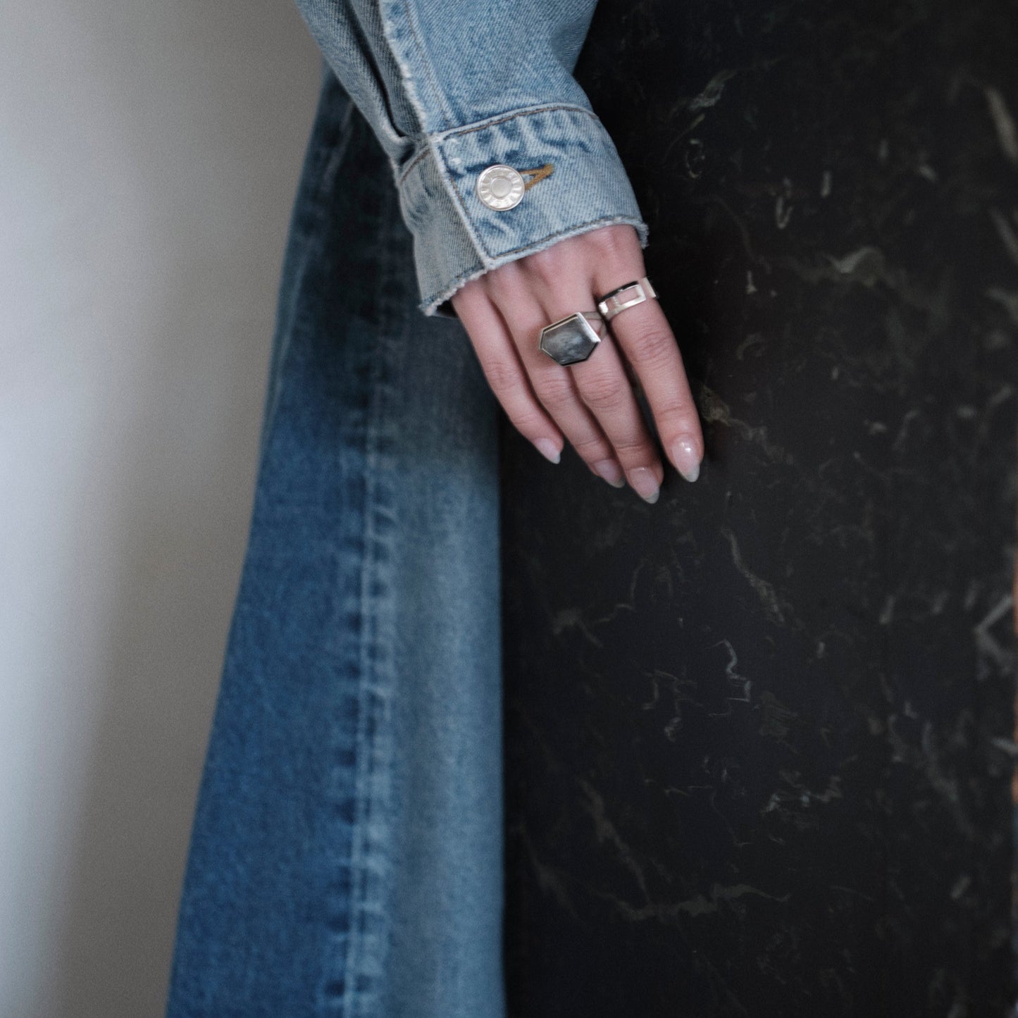 1653 Moss Aquamarine | One of a Kind Mib Black Ring