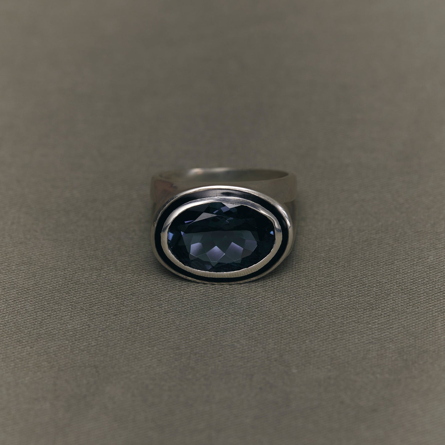 1824 London Blue Topaz | Mibu Black Ring