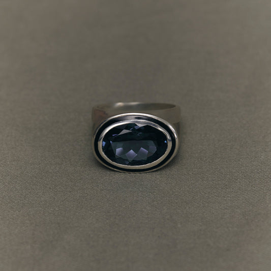 1824 London Blue Topaz | Mibu Black Ring
