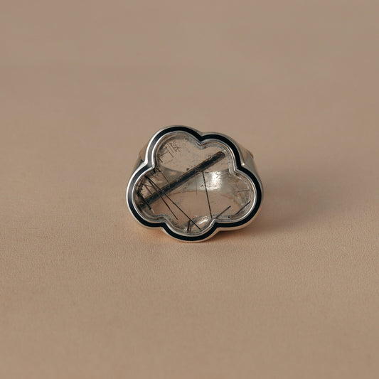 2496 Tourmaline in Quartz | One of a Kind Mibu Black Ring