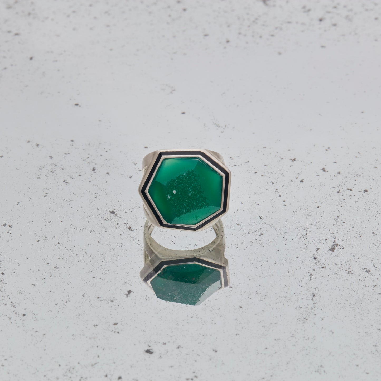 1145 Crystalized Agate | One of a Kind Mibu Black Ring