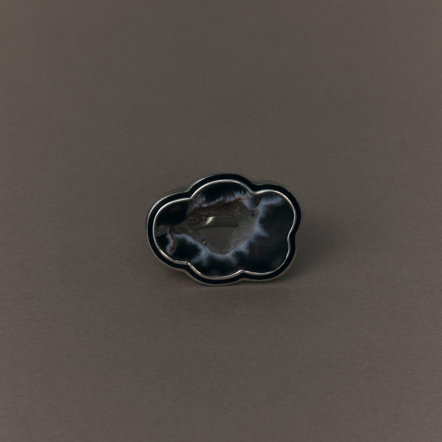 2192 Crystallized Agate | One of a Kind Mibu Black Ring