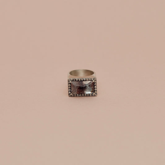 697  Red Crocite in Quartz | Minya Pinky Ring