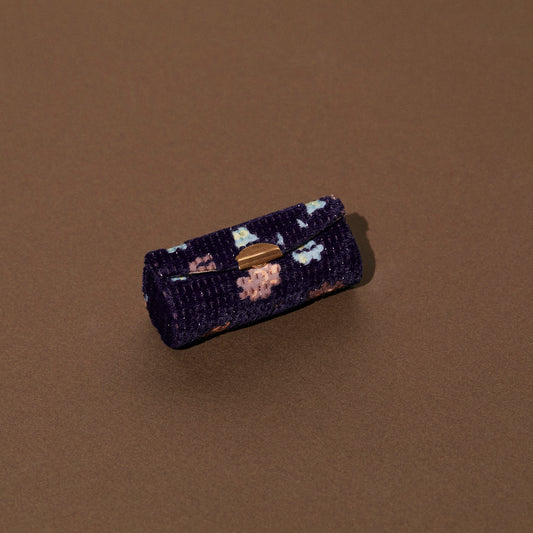 1524 杣長 Velvet Ring Case | Purple Flower