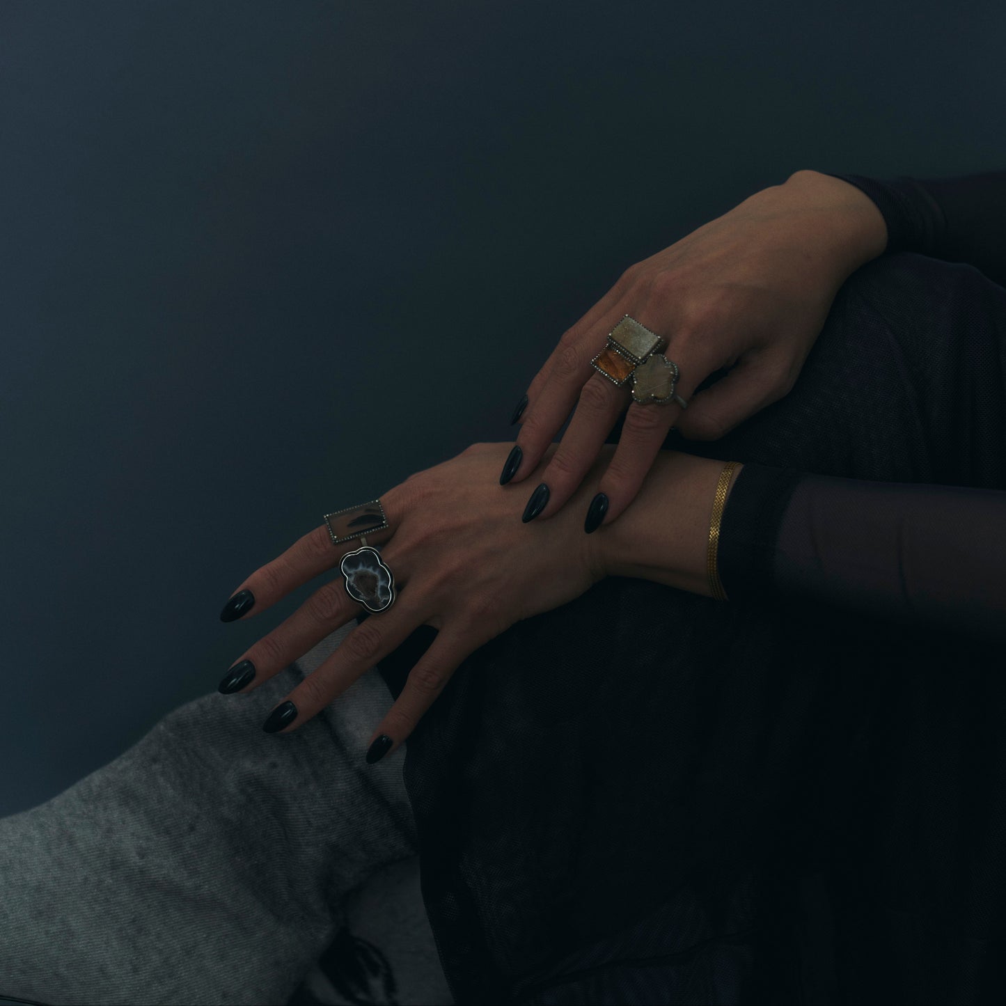 2192 Crystallized Agate | One of a Kind Mibu Black Ring