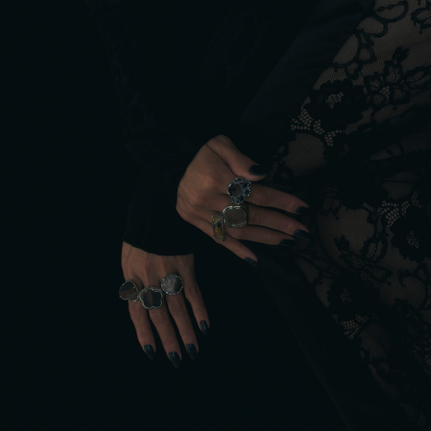 2189 Epidote in Quartz | One of a Kind Mibu Black Ring