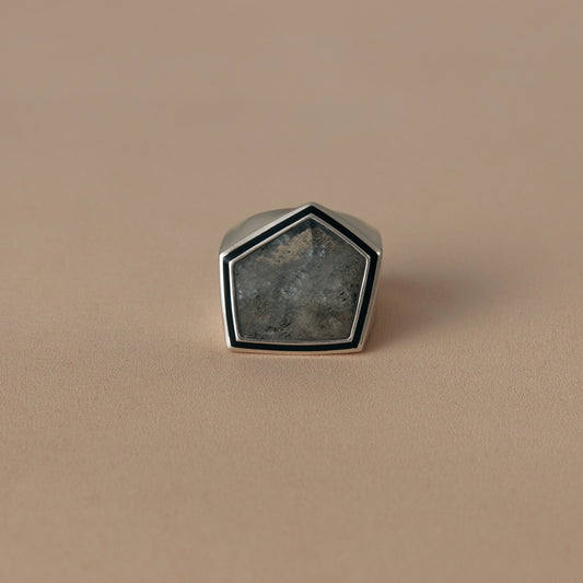 2501 Moss Aquamarine | One of a Kind Mibu Black Ring