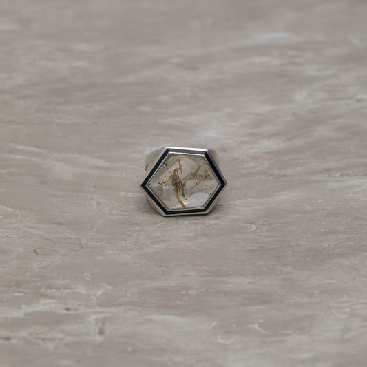 996 Rutilated Quartz | One of a Kind Mibu Black Ring